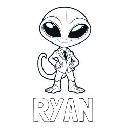 Online Created Coloring Page - RYAN Coloring Page and Alien Coloring Page