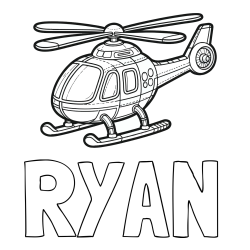 RYAN Coloring Page and Coloring Page of a Helicopter