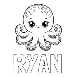 RYAN Coloring Page and Free Coloring Page of a Cute Octopus with Big Eyes