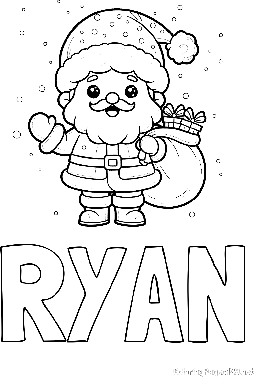 RYAN Coloring Page and Free Coloring Page of Santa Claus with Presents