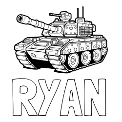 Online Created Coloring Page - RYAN Coloring Page and Large Tank Coloring Page