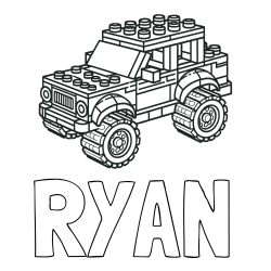 RYAN Coloring Page and LEGO Jeep Coloring Page