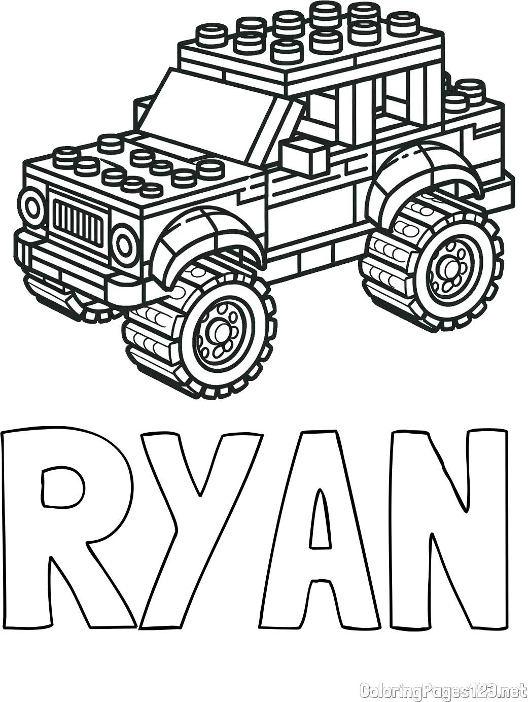RYAN Coloring Page and LEGO Jeep Coloring Page