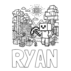 Online Created Coloring Page - RYAN Coloring Page and Minecraft World Coloring Page