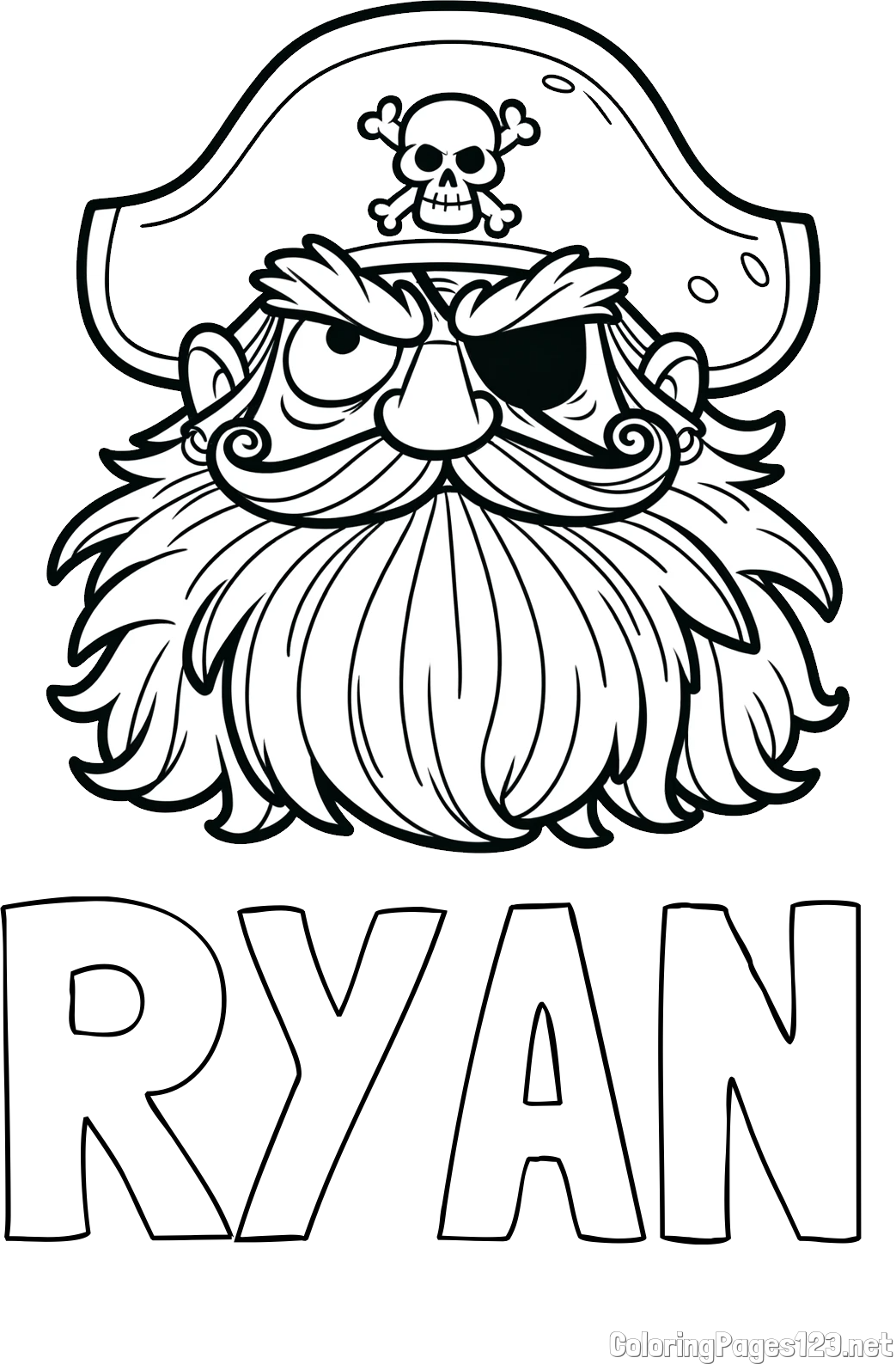 RYAN Coloring Page and Old Pirate Coloring Page for Kids
