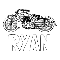 RYAN Coloring Page and Realistic Vintage Motorcycle Coloring Page