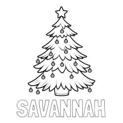 Online Created Coloring Page - SAVANNAH Coloring Page and Christmas Tree with Star and Ornaments Coloring Page