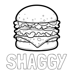 Online Created Coloring Page - SHAGGY Coloring Page and Giant Hamburger Coloring Page