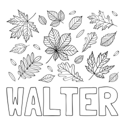 WALTER Coloring Page and Autumn Leaves Coloring Page