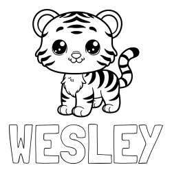 WESLEY Coloring Page and Cute Tiger Cub Coloring Page