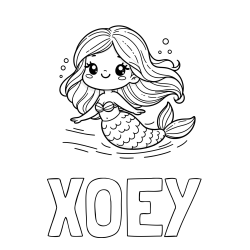 Online Created Coloring Page - XOEY Coloring Page and Coloring Page of a Cute Mermaid