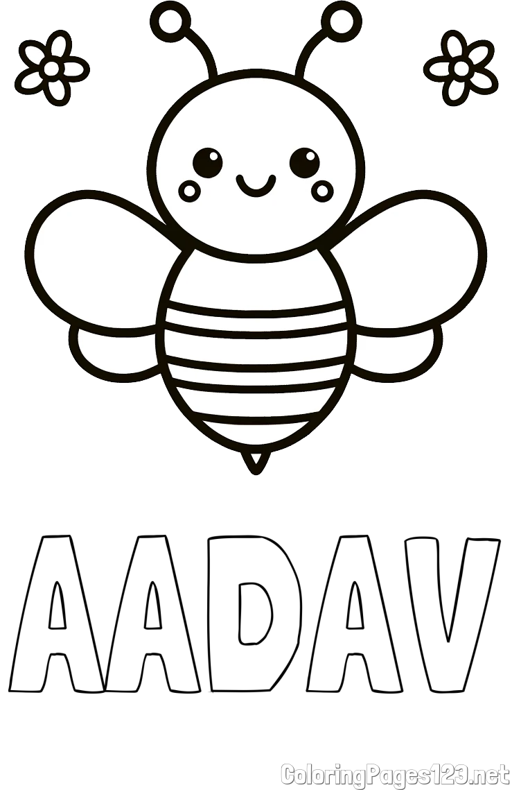 AADAV Coloring Page and Children's Bee Coloring Page
