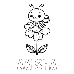 Online Created Coloring Page - AAISHA Coloring Page and Coloring Page of a Cute Bee on a Flower