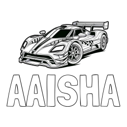 Online Created Coloring Page - AAISHA Coloring Page and Coloring Page of a Futuristic Racing Car