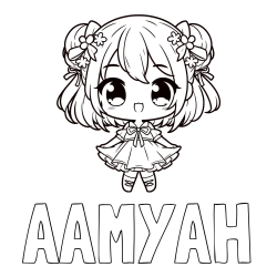 Online Created Coloring Page - AAMYAH Coloring Page and Coloring Page of an Adorable Girl in Anime Style