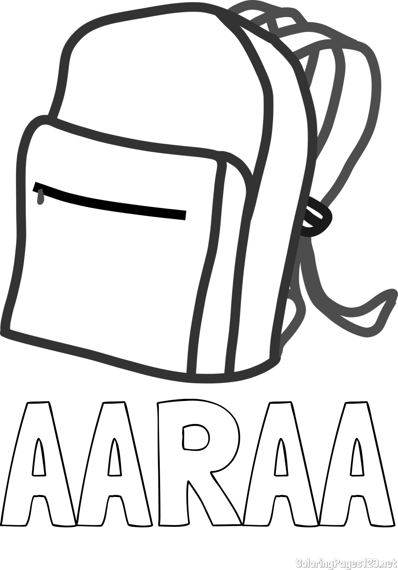 AARAA Coloring Page and School Backpack Coloring Page