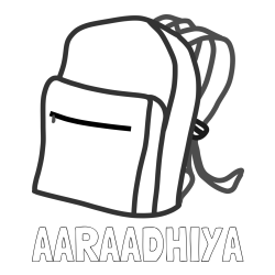 Online Created Coloring Page - AARAADHIYA Coloring Page and School Backpack Coloring Page