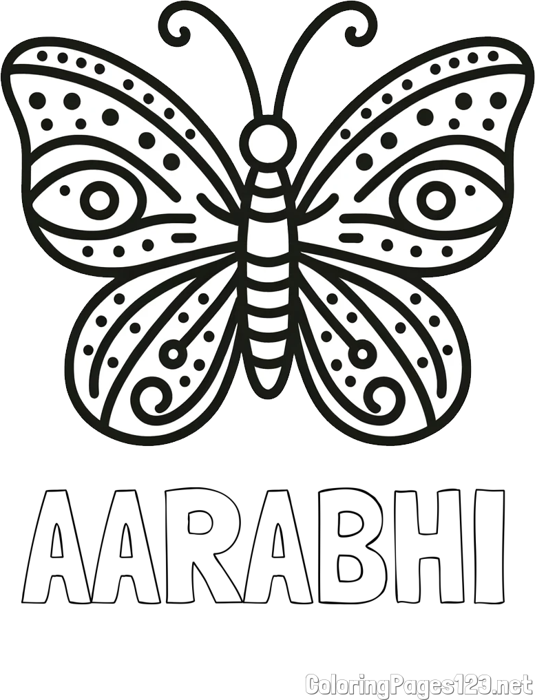 AARABHI Coloring Page and Butterfly Coloring Page (Simple)