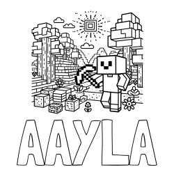 Online Created Coloring Page - AAYLA Coloring Page and Minecraft World Coloring Page