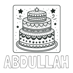 Online Created Coloring Page - ABDULLAH Coloring Page and Big Cake Coloring Page