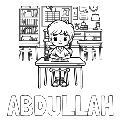 Online Created Coloring Page - ABDULLAH Coloring Page and Cute Student in Class Coloring Page