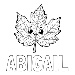 ABIGAIL Coloring Page and Smiling Leaf Coloring Page for Kids