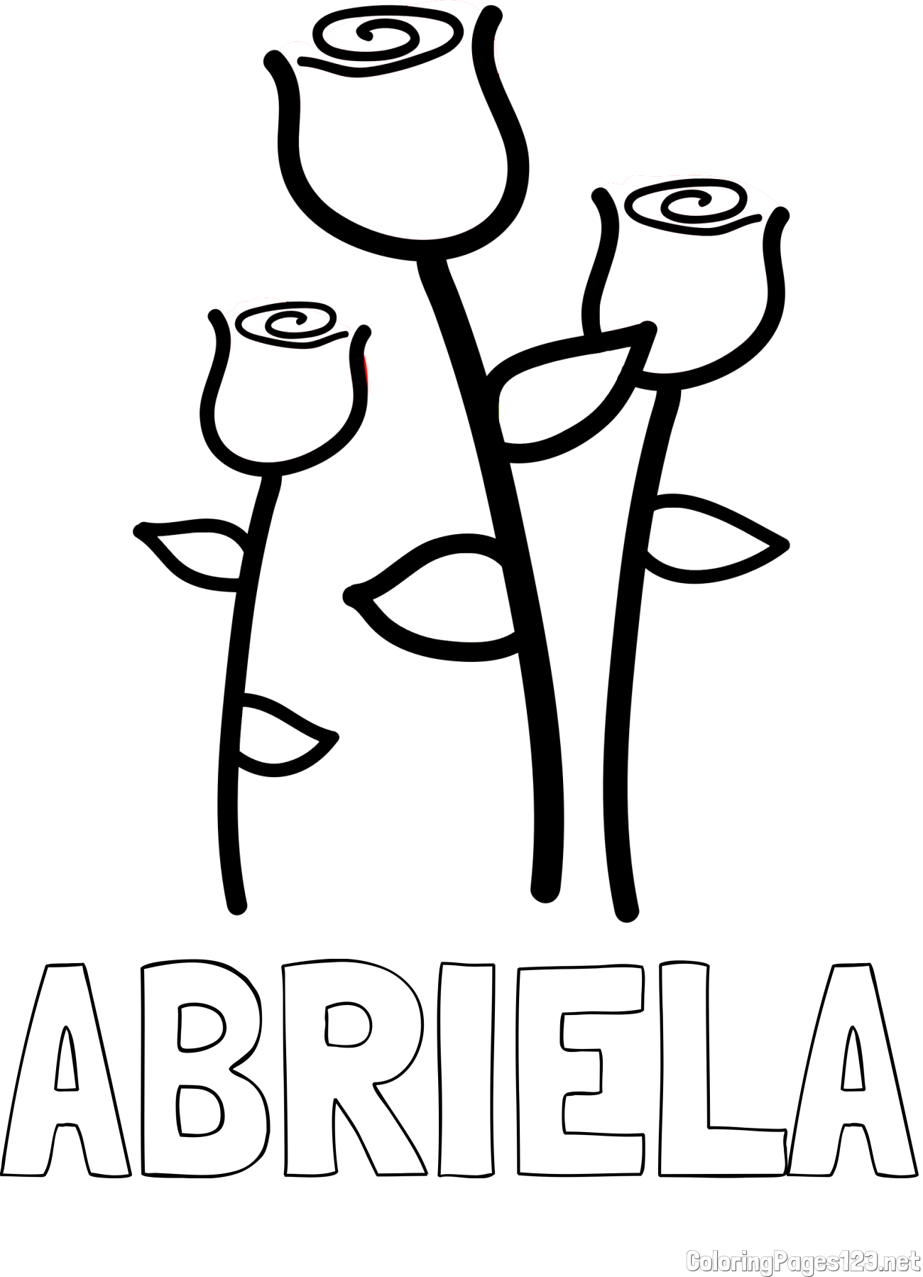 ABRIELA Coloring Page and Three Roses Coloring Page