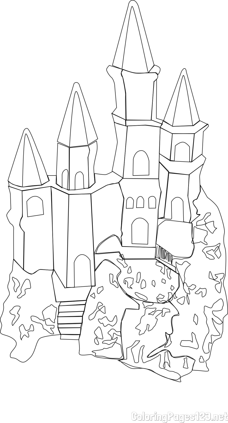Abstract Castle Coloring Page - Simple Yet Detailed