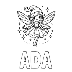 Online Created Coloring Page - ADA Coloring Page and Children's Coloring Page of a Wonderful Fairy