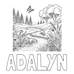 Online Created Coloring Page - ADALYN Coloring Page and Summer Nature Coloring Page