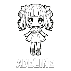 Online Created Coloring Page - ADELINE Coloring Page and Coloring Page of a Cute Anime Girl
