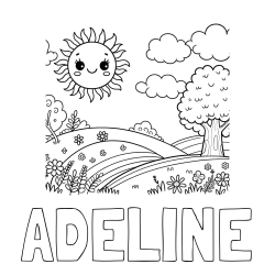 ADELINE Coloring Page and Sunny Nature Coloring Page
