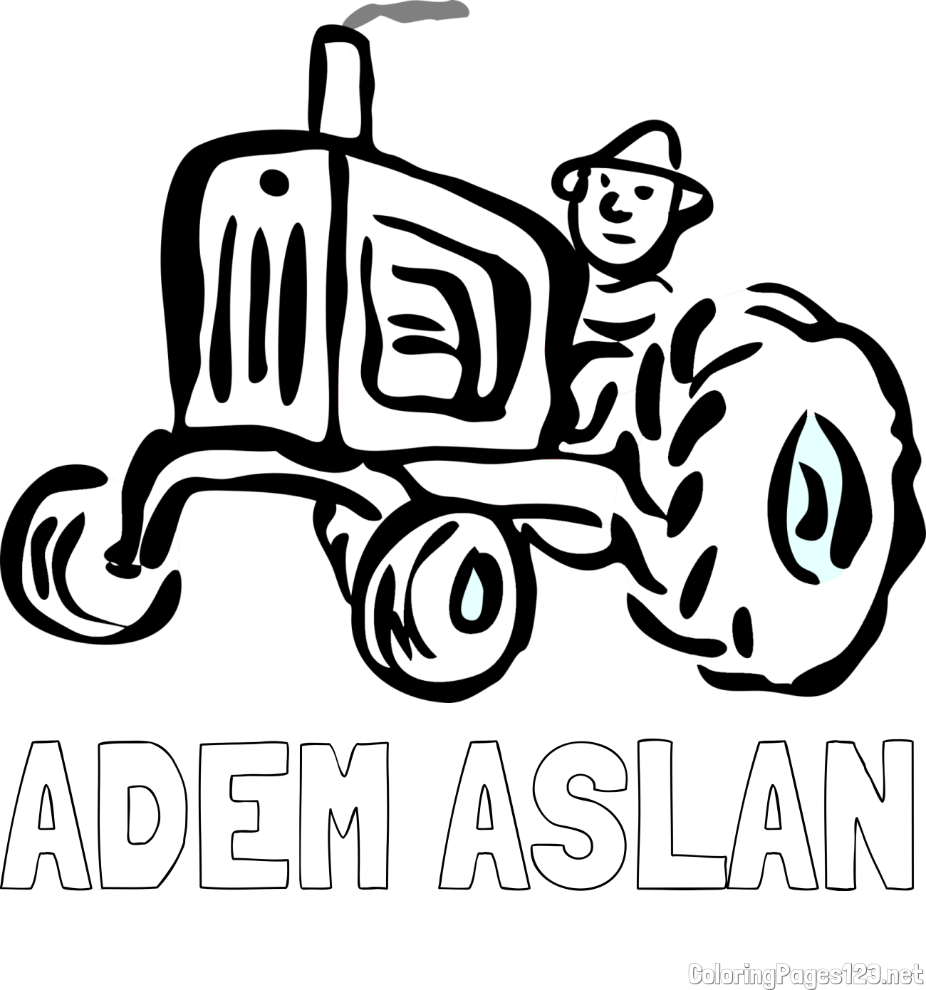 ADEM ASLAN Coloring Page and Tractor Coloring Page