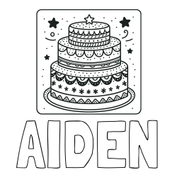 Online Created Coloring Page - AIDEN Coloring Page and Big Cake Coloring Page
