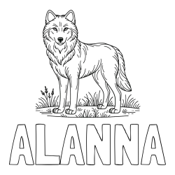 Online Created Coloring Page - ALANNA Coloring Page and Wolf Coloring Page