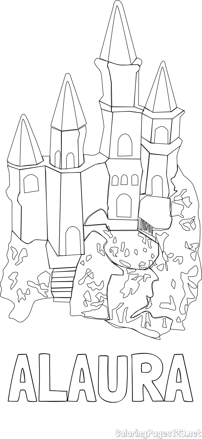 ALAURA Coloring Page and Abstract Castle Coloring Page - Simple Yet Detailed