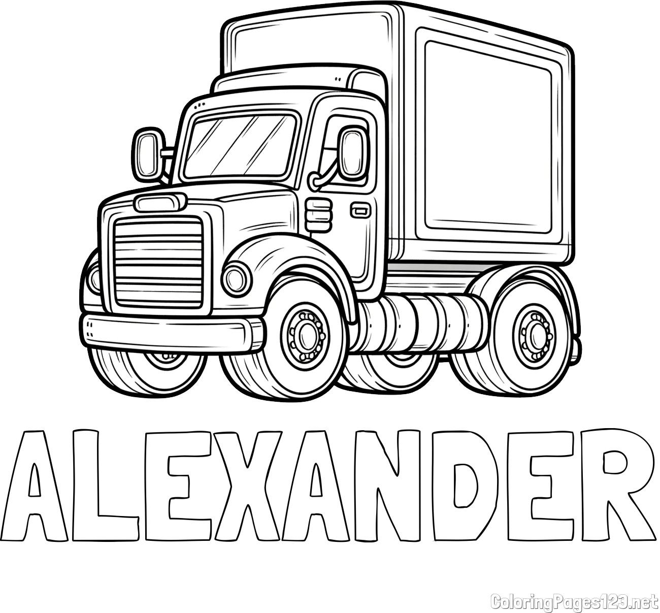 ALEXANDER Coloring Page and Big Truck Coloring Page