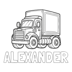 Online Created Coloring Page - ALEXANDER Coloring Page and Big Truck Coloring Page