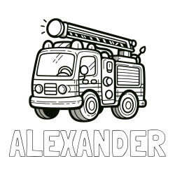 Online Created Coloring Page - ALEXANDER Coloring Page and Children's Coloring Page of a Simple Fire Truck