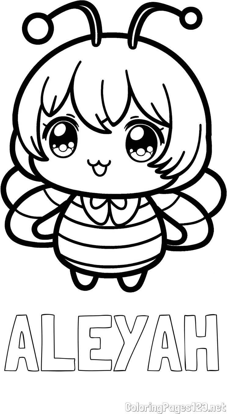 ALEYAH Coloring Page and Anime-Style Bee Coloring Page