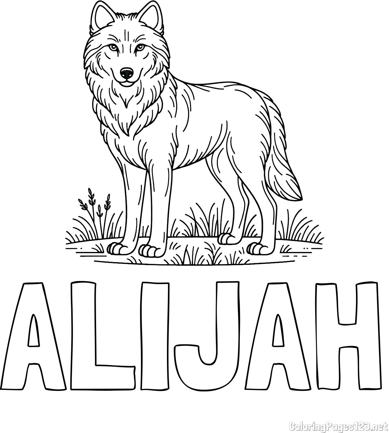 ALIJAH Coloring Page and Wolf Coloring Page