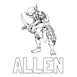 Online Created Coloring Page - ALLEN Coloring Page and Fierce Goblin Coloring Page