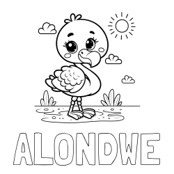 Online Created Coloring Page - ALONDWE Coloring Page and Easy Coloring Page of a Cute Flamingo