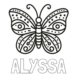 Online Created Coloring Page - ALYSSA Coloring Page and Butterfly Coloring Page (Simple)