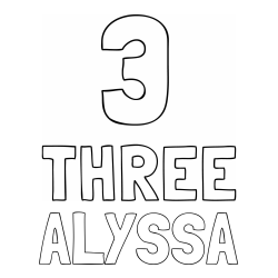 Online Created Coloring Page - ALYSSA Coloring Page and Coloring of the Number Three (3) with the Written Name