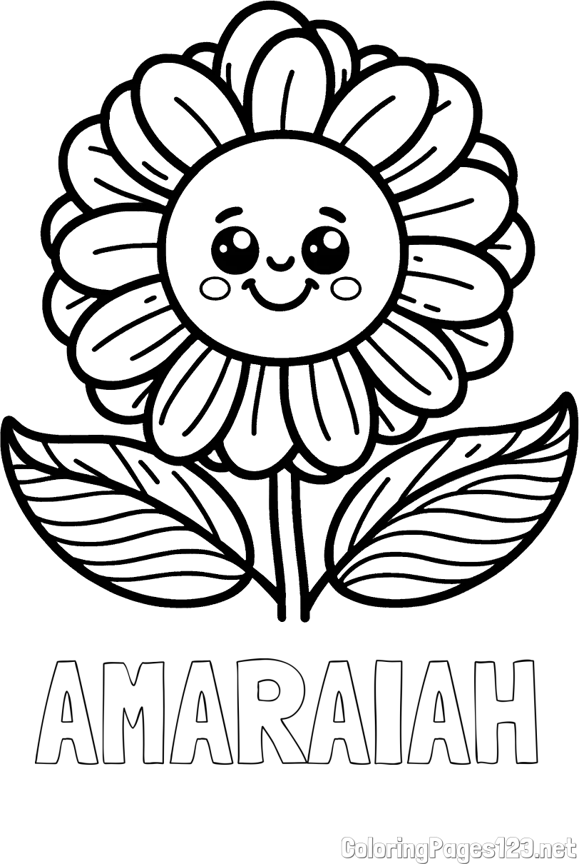 AMARAIAH Coloring Page and Smiling Flower Coloring Page