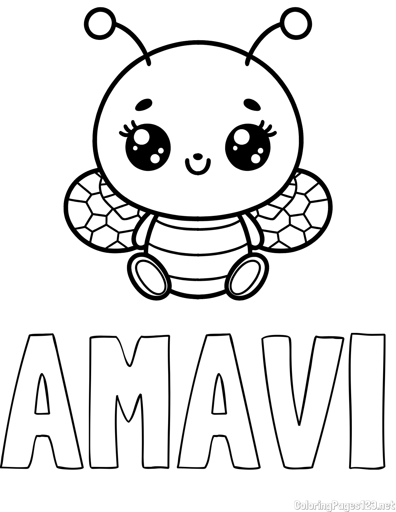 AMAVI Coloring Page and Children's Coloring Page of a Cute Bee