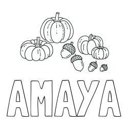 Online Created Coloring Page - AMAYA Coloring Page and Autumn Harvest Coloring Page - Acorns and Pumpkins