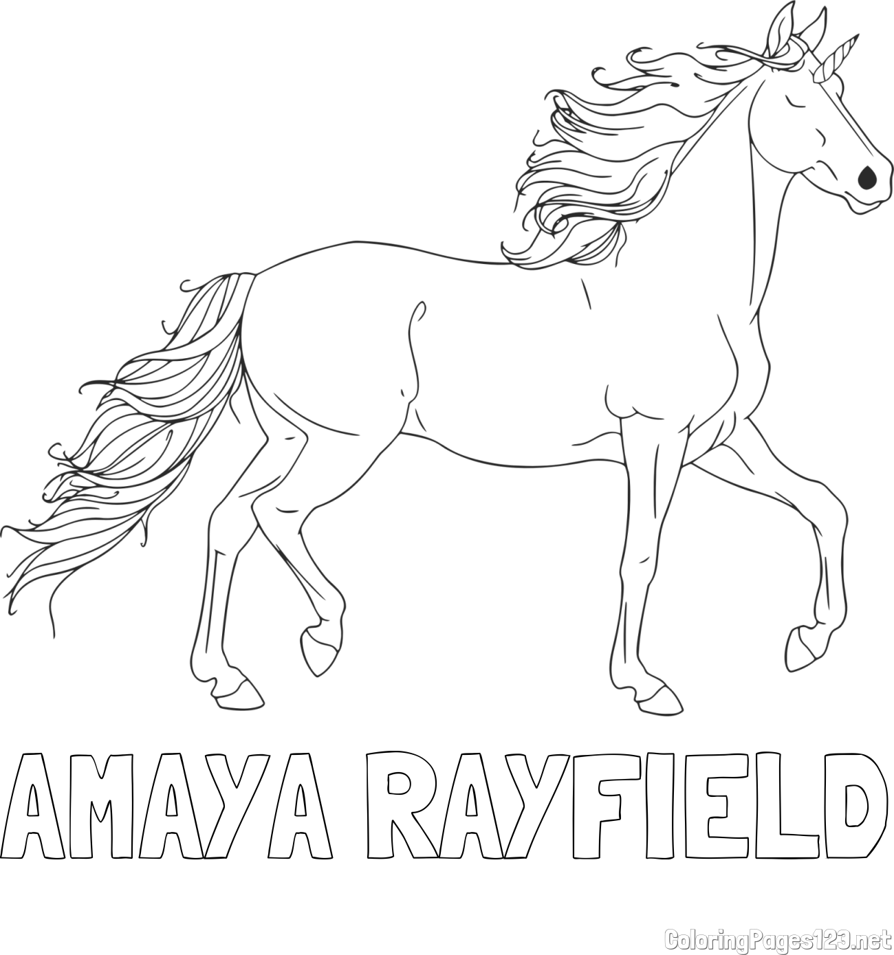 AMAYA RAYFIELD Coloring Page and Beautiful Unicorn Coloring Page