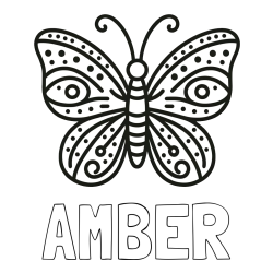Online Created Coloring Page - AMBER Coloring Page and Butterfly Coloring Page (Simple)